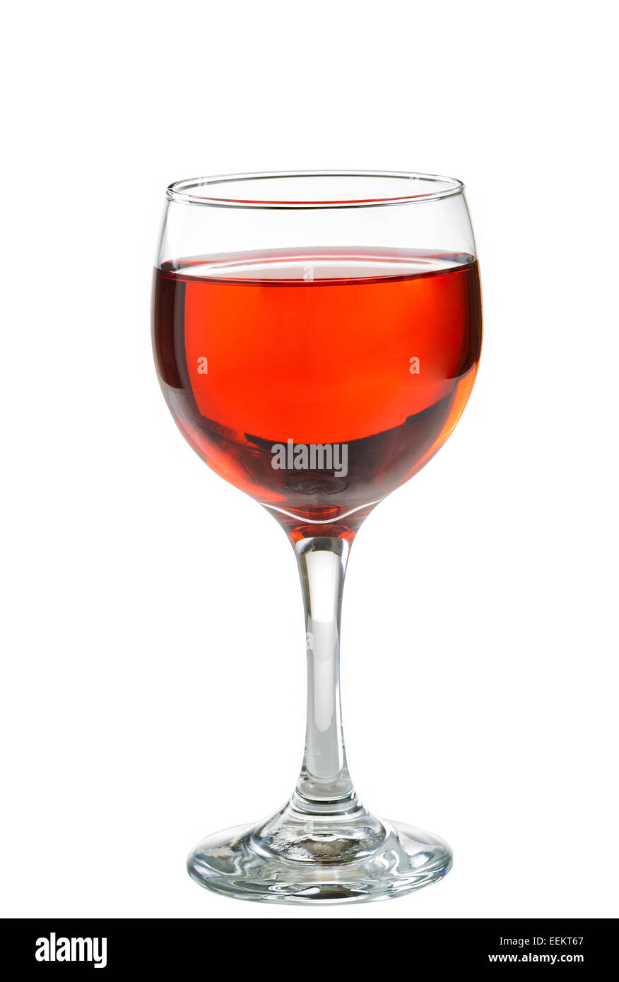 Il vino rosso, blush, in vetro isolato su sfondo bianco Foto Stock