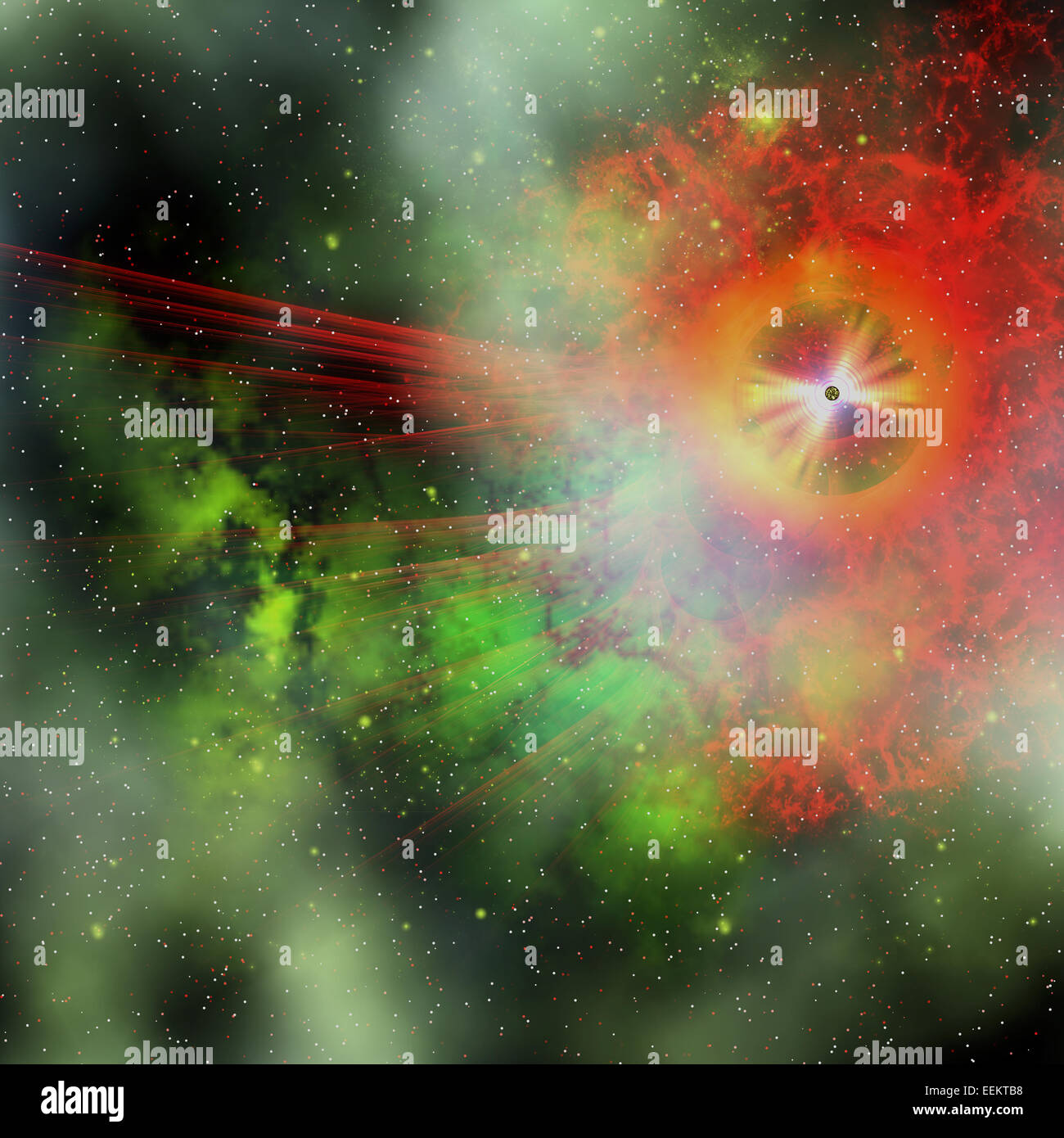 Una stella avente la massa di più di 8 masse solari ha una durata breve e termina in una esplosione di supernova. Foto Stock