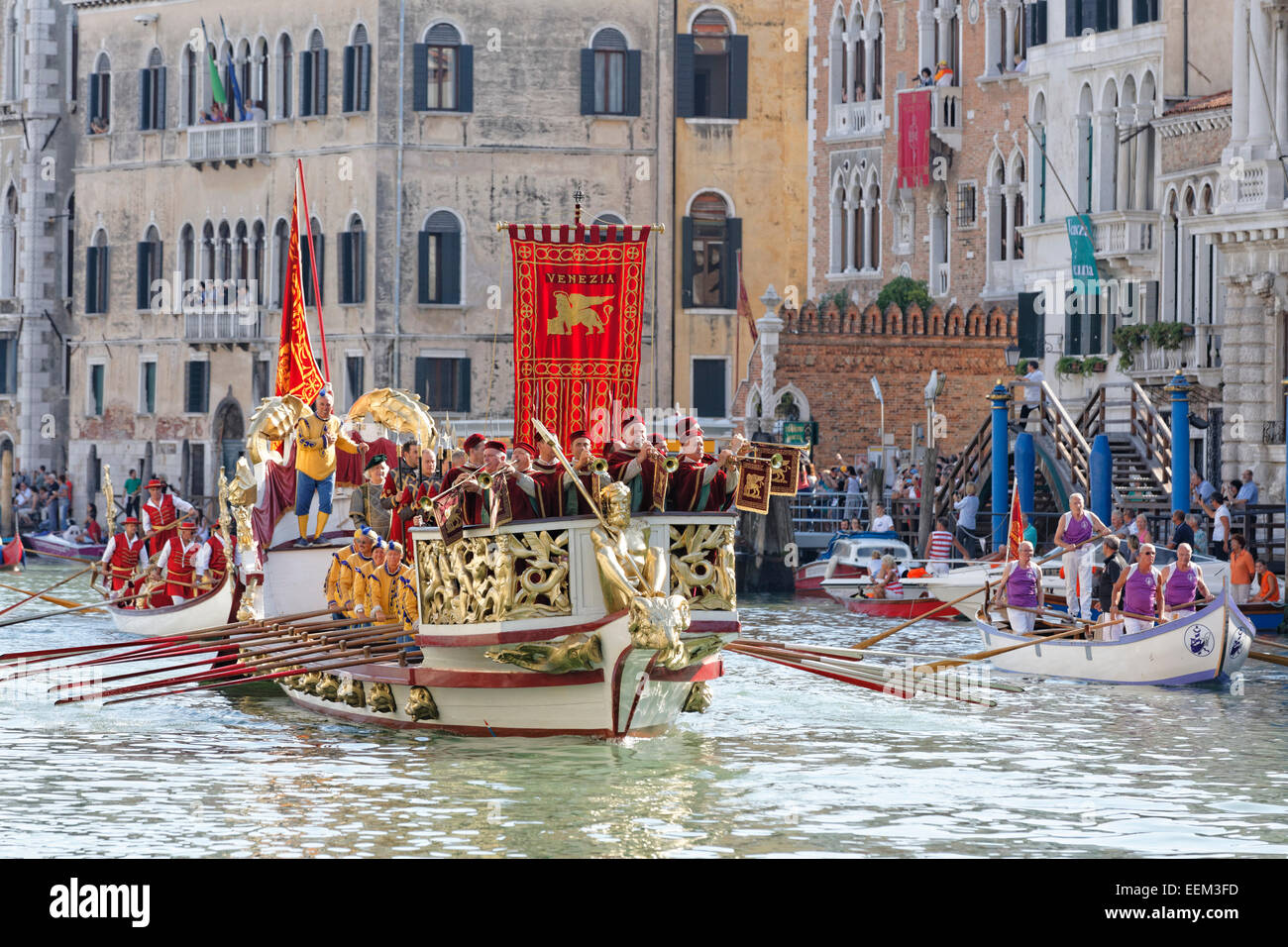 Regata Storica, la regata storica sul Canal Grande di Venezia, Veneto, Italia Foto Stock