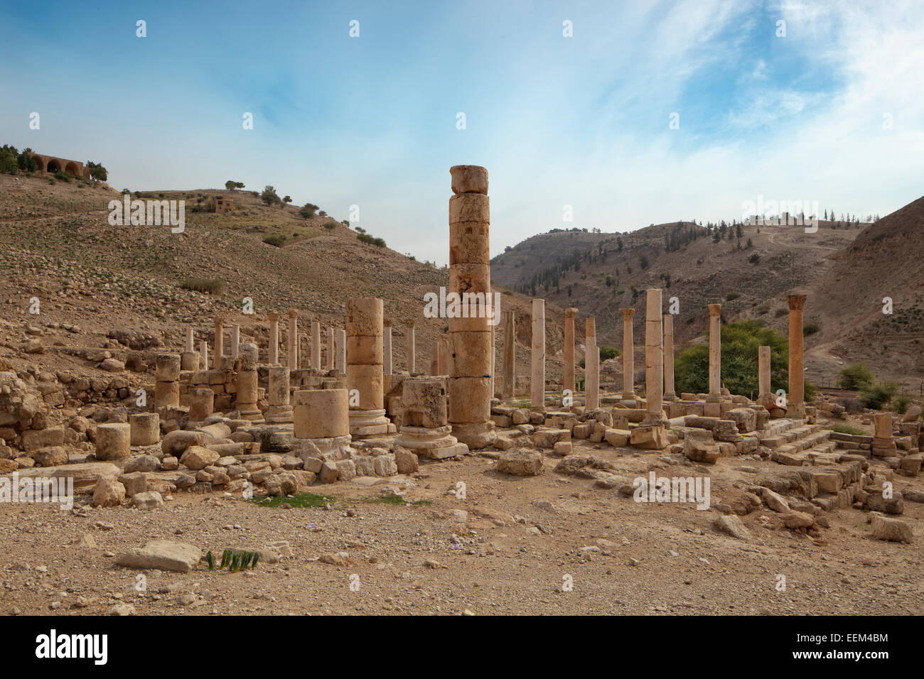 Basilica bizantina, antiche rovine di Pella, anche Tabaqat Fahl, Wadi el Jirm Moz, Jordan Valley, vicino a Irbid, Giordania Foto Stock