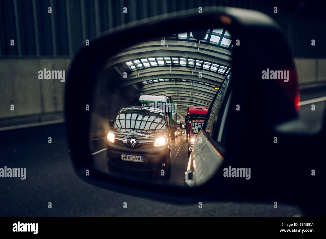 Inceppamento di traffico nei pressi di Francoforte A3 Germania Foto Stock