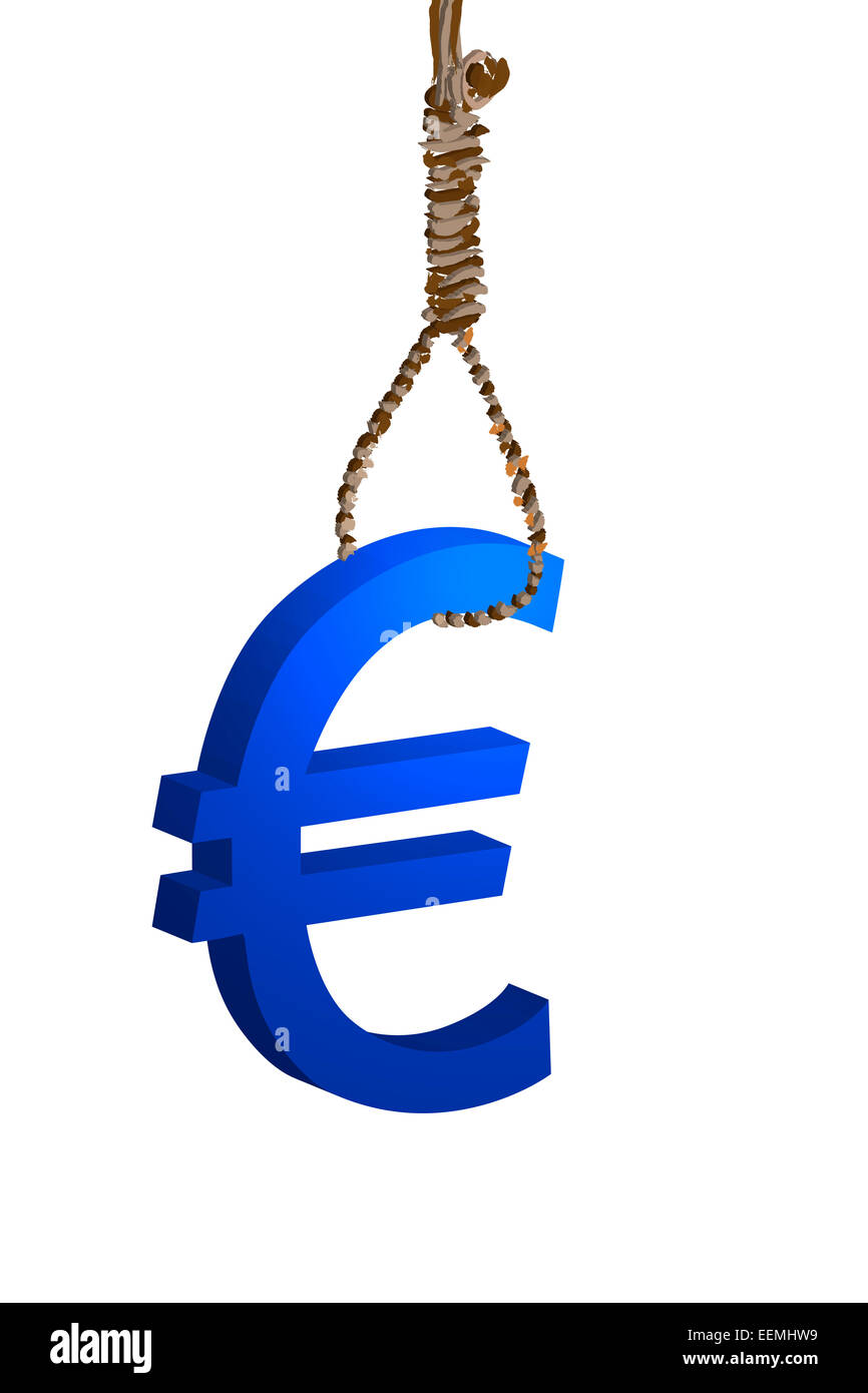 Un Euro in impiccato il cappio. Foto Stock