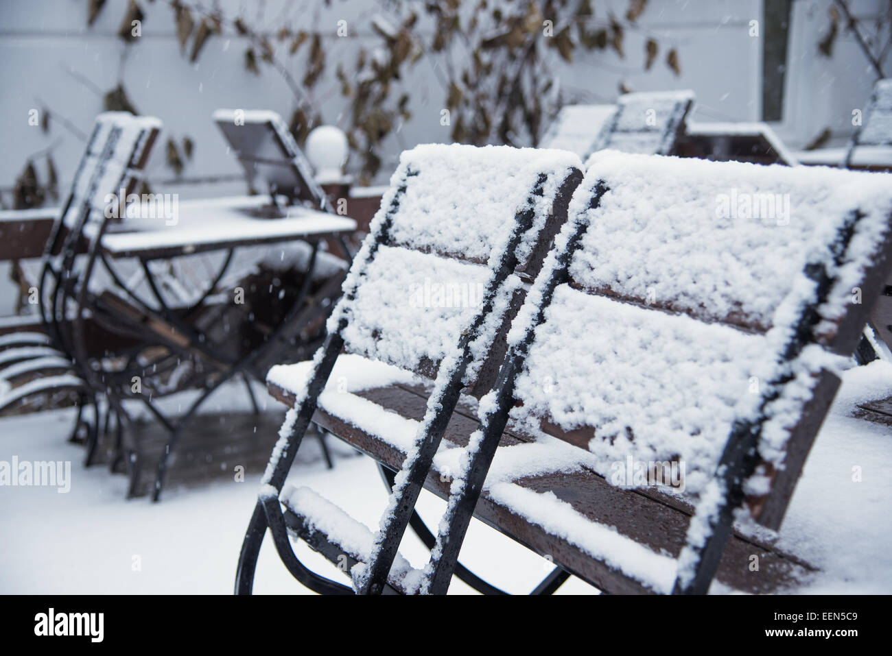 Outdoor cafe in inverno Foto Stock
