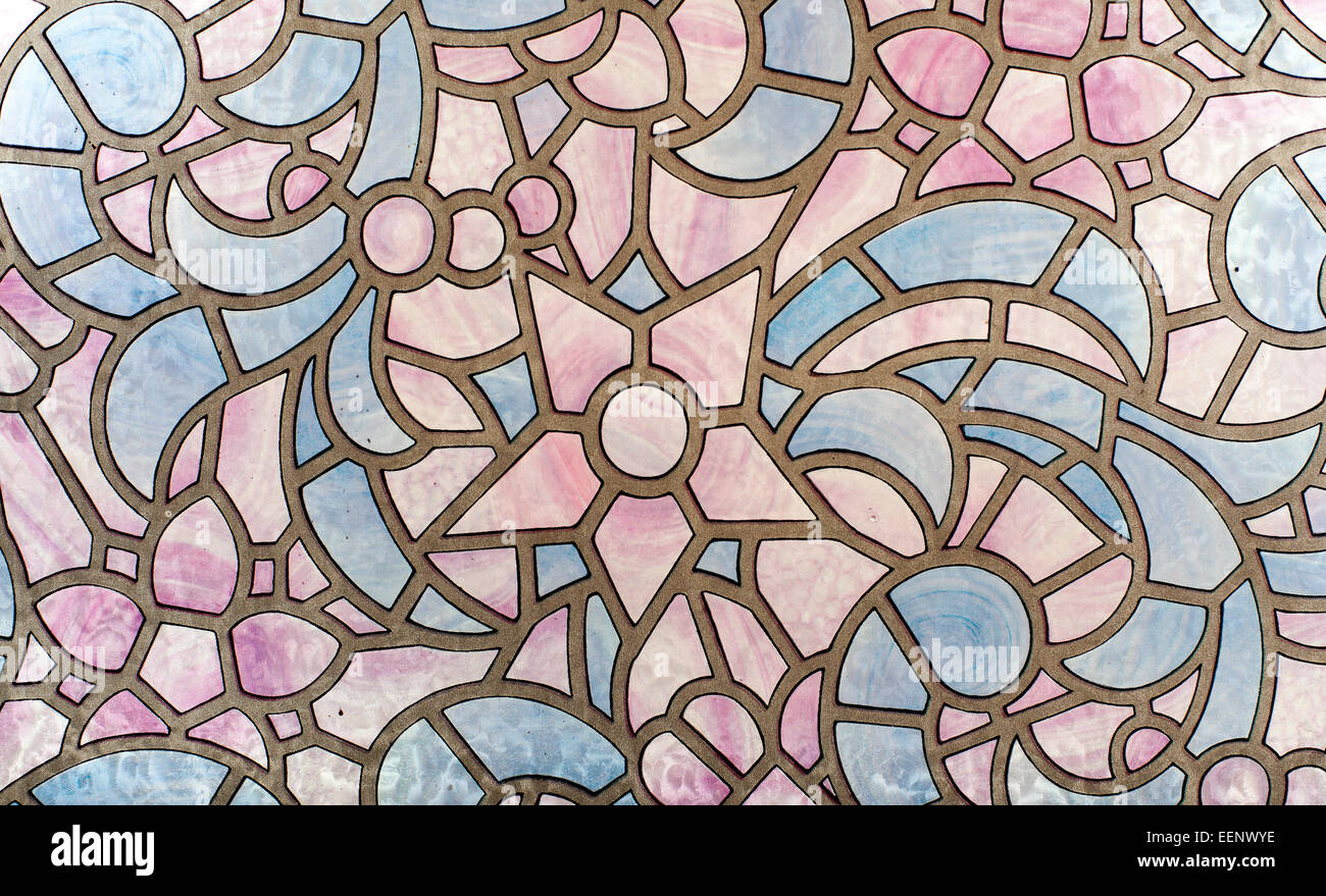 Texture a mosaico, come una decorazione incollata sulla finestra. Foto Stock