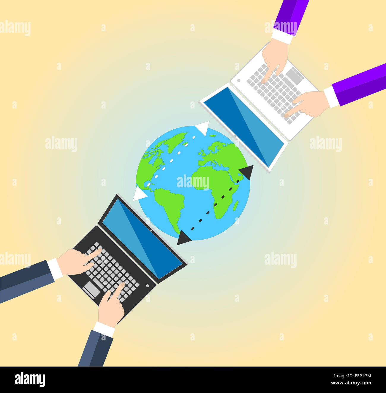 Concetto della condivisione dei dati tra imprenditore Foto Stock