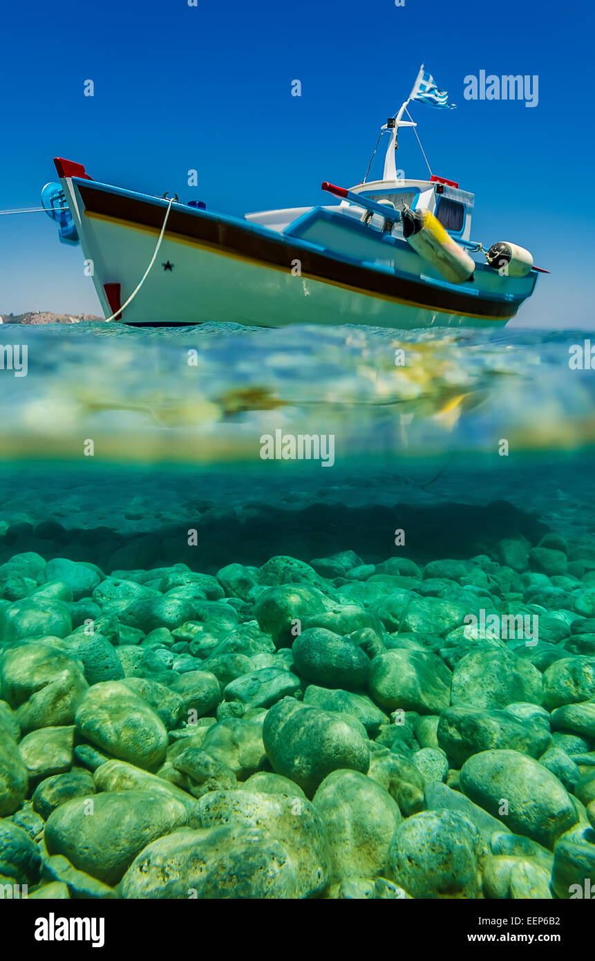 Tradizionale Greca in barca sull'isola di Kos Grecia Foto Stock