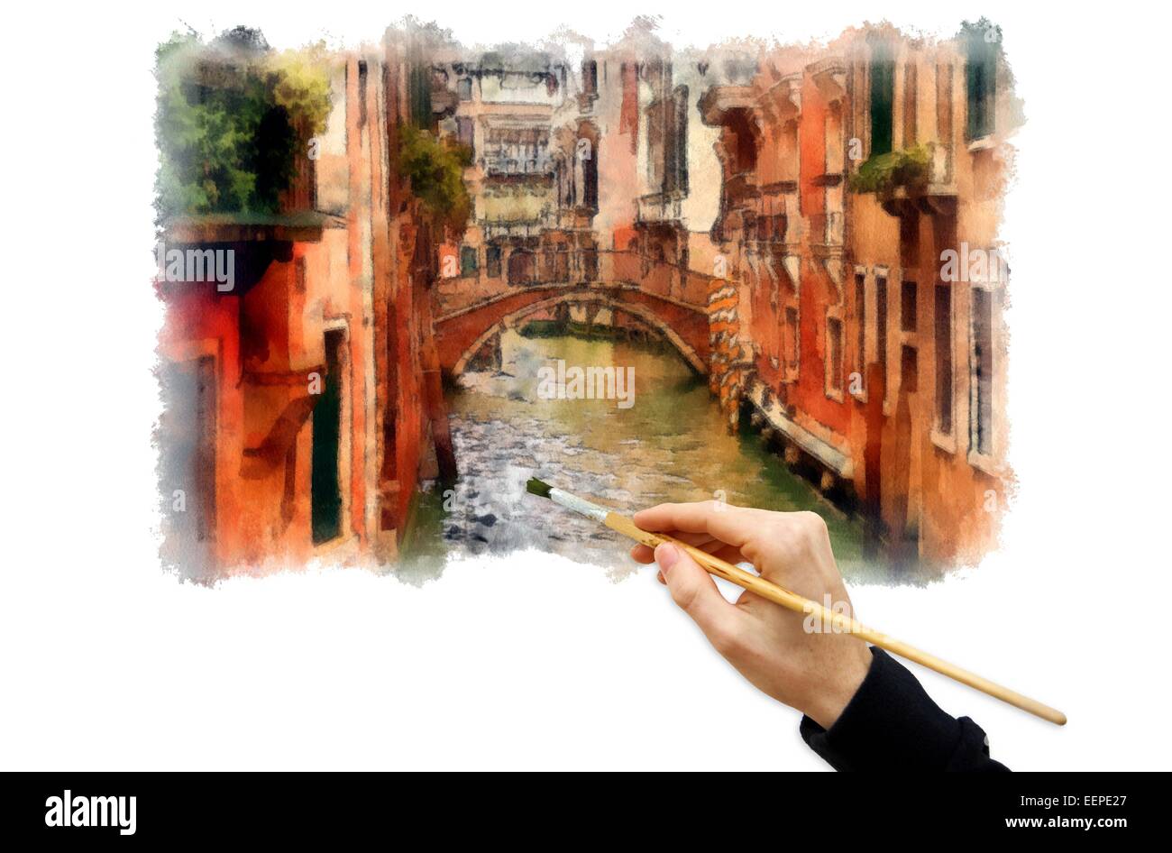 Immagine dipinta sulle scene di Venezia Foto Stock