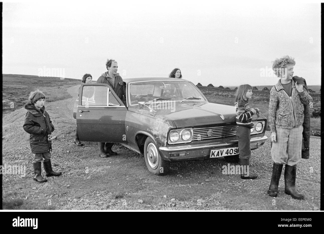 Dave e famiglia, Bixter, Shetland. Foto Stock