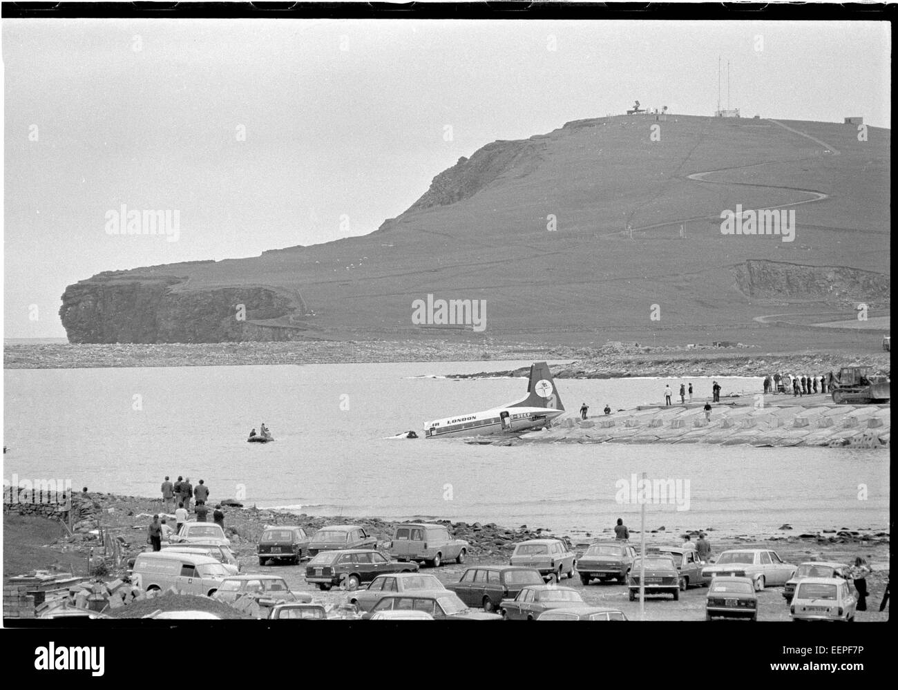 Dan Aereo crash, Sumburgh, Shetland. Foto Stock