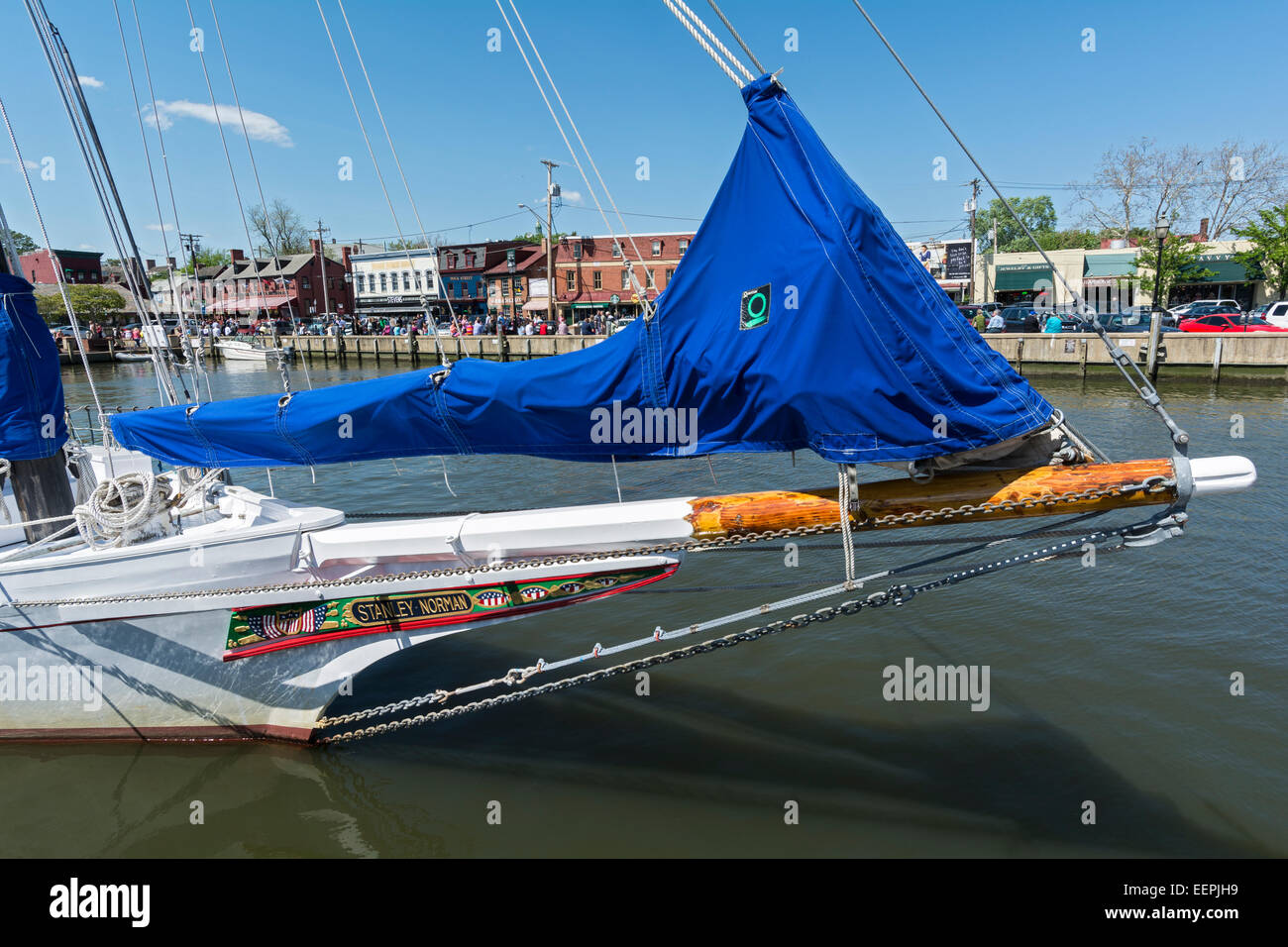 Maryland, Annapolis, Città Dock, palamite Stanley Norman costruito 1902, oyster dredgeboat,utilizzato per bordo programmi ambientali Foto Stock