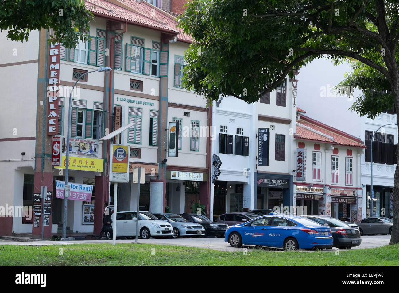 Il centro di Singapore. Tipici esempi di architettura coloniale. Foto Stock