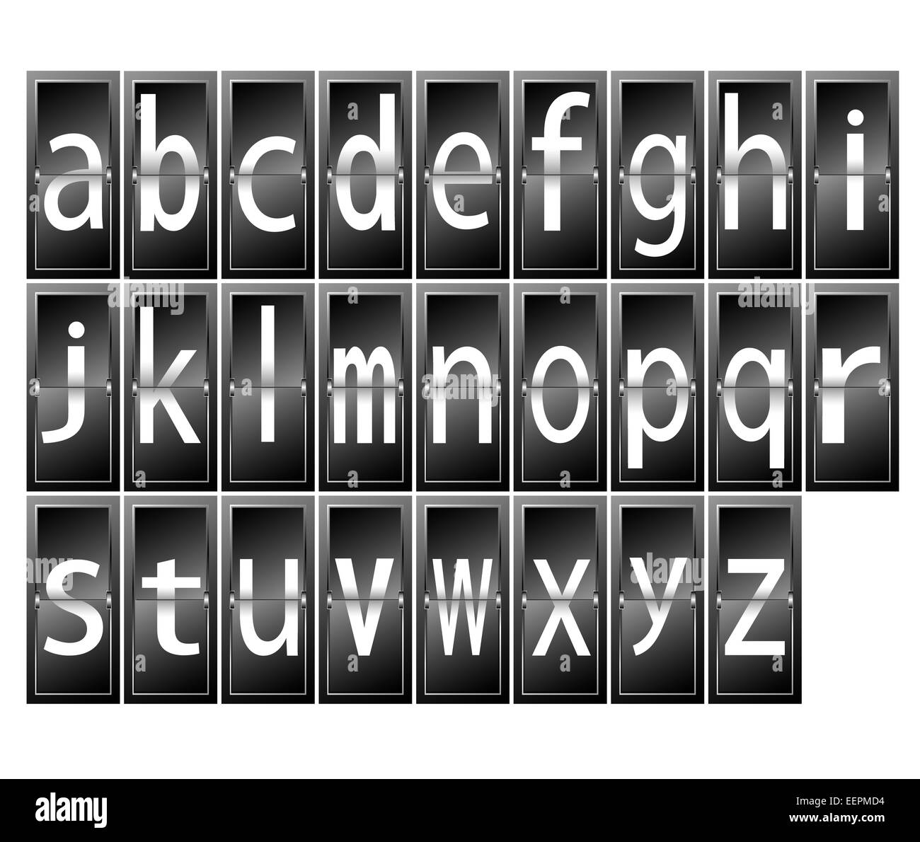Alfabeto lettere sulla tabella dei tempi di illustrazione del terminale  Foto stock - Alamy