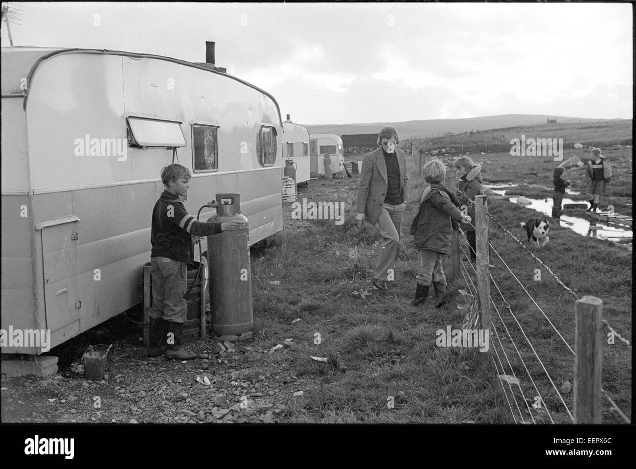 Caravan Park, Hillswick, Shetland. Foto Stock