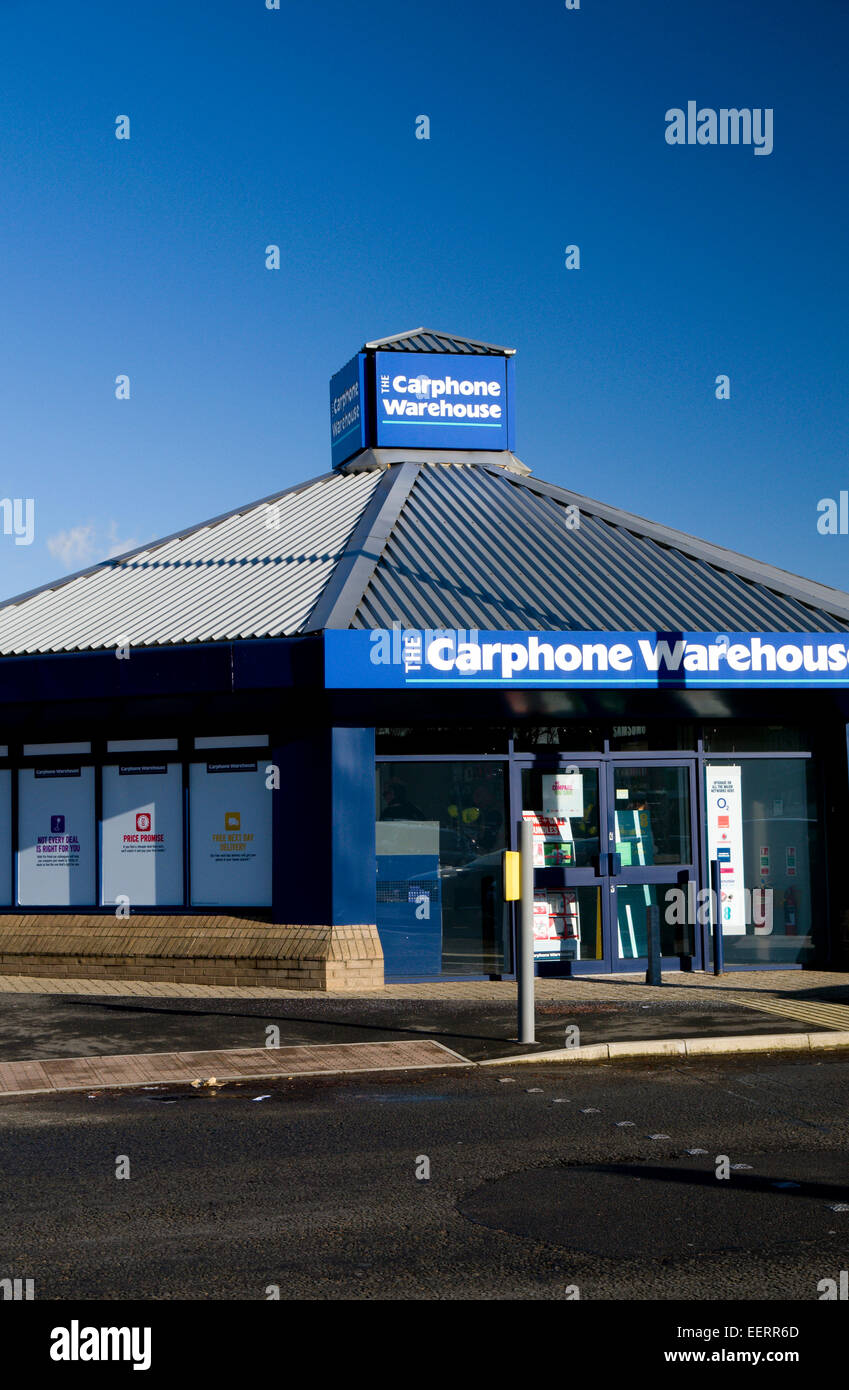 Carphone Warehouse Booth, Newport Road, Cardiff, Galles. Foto Stock