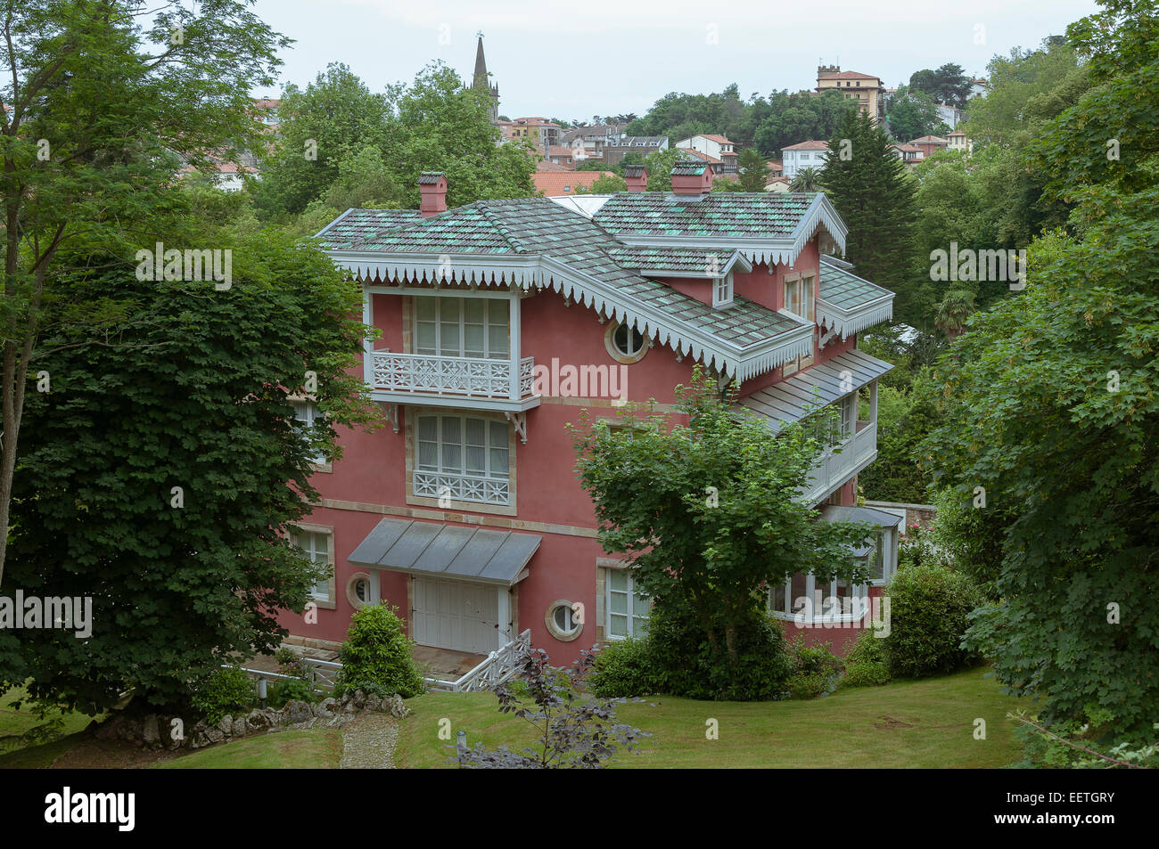 Indiana tipica casa di villaggio Comillas, Cantabria, Spagna, Europa Foto Stock