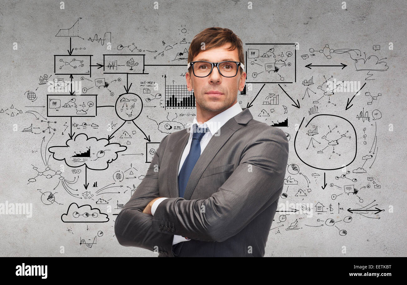 Imprenditore attraente o un insegnante in bicchieri Foto Stock