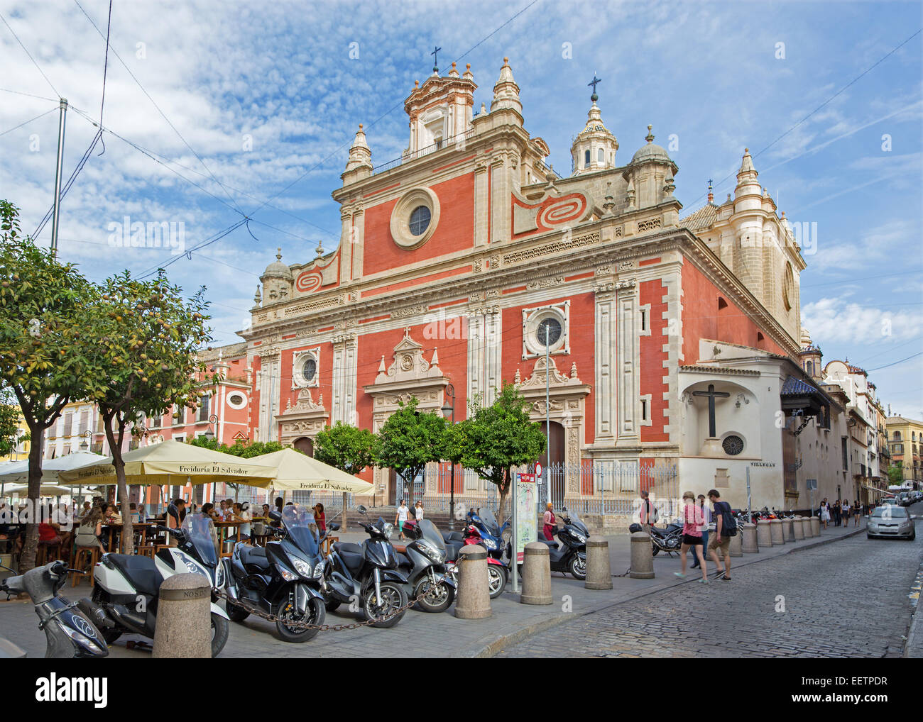 Siviglia, Spagna - 28 ottobre 2014: la barocca Chiesa di El Salvador (Iglesia del Salvador). Foto Stock