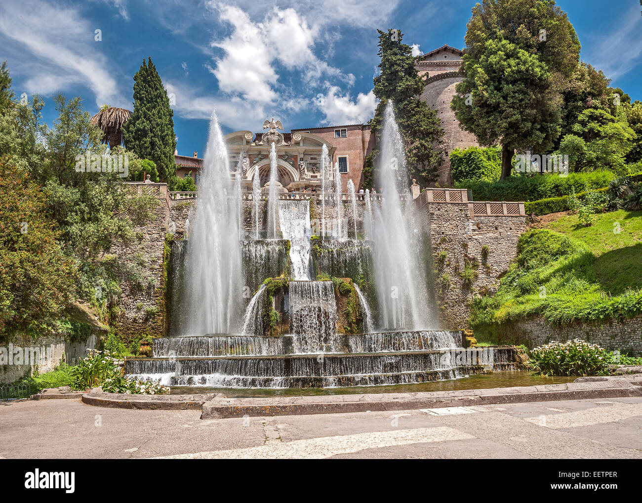 Splendidi giardini e fontane di Tivoli. Foto Stock
