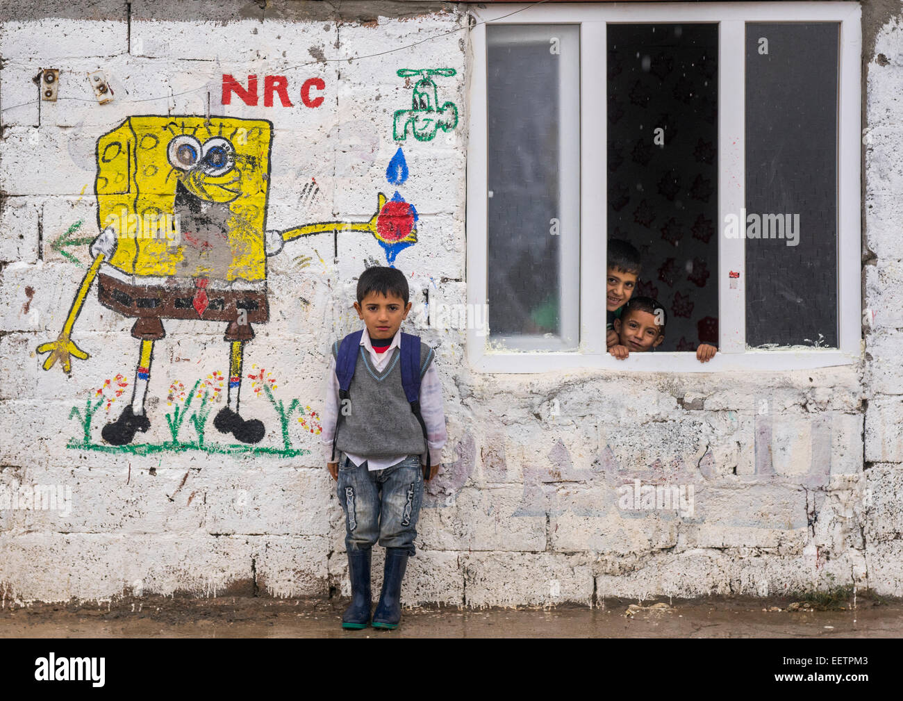 I bambini in siriano Domiz Refugee Camp, Erbil Kurdistan, Iraq Foto Stock