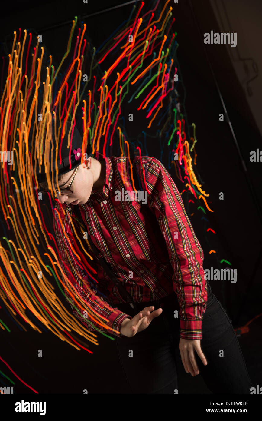 Teen è luci vorticoso Foto Stock
