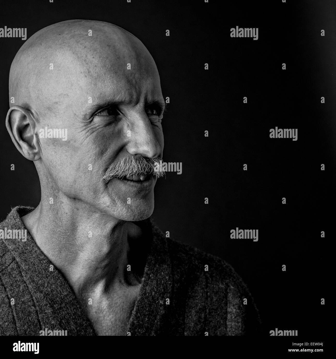 Il vecchio uomo ritratto BW Foto Stock