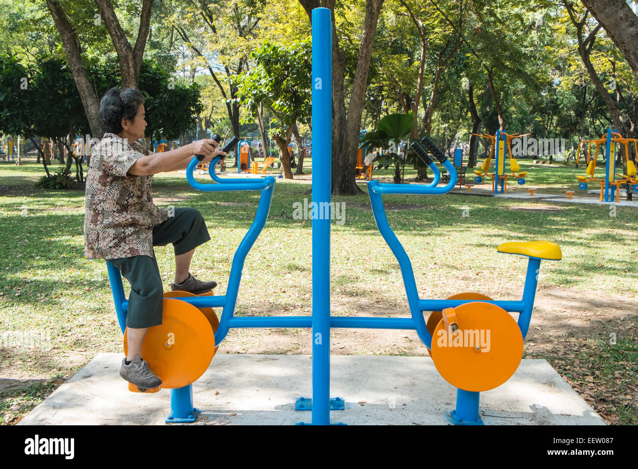 Il lumphini,parco,verde,l'esercizio,giovane,Bangkok,Thai, Foto Stock