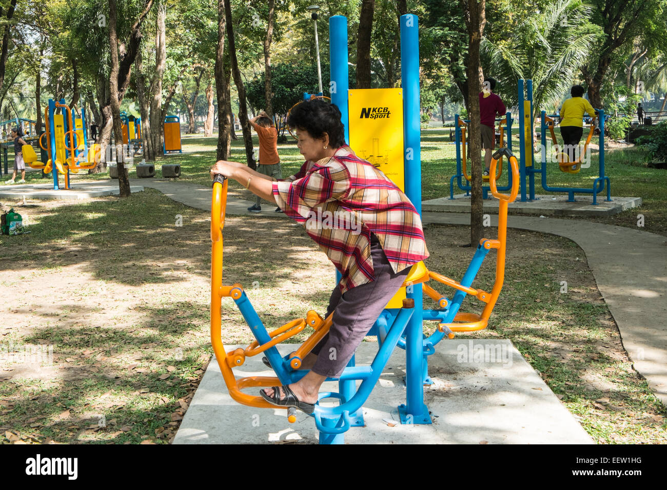 Il lumphini,parco,verde,l'esercizio,giovane,Bangkok,Thai, Foto Stock