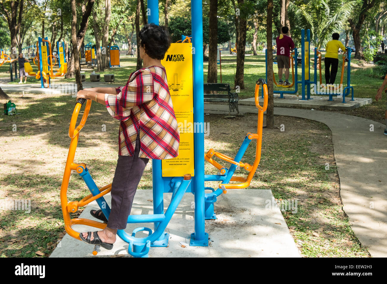 Il lumphini,parco,verde,l'esercizio,giovane,Bangkok,Thai, Foto Stock