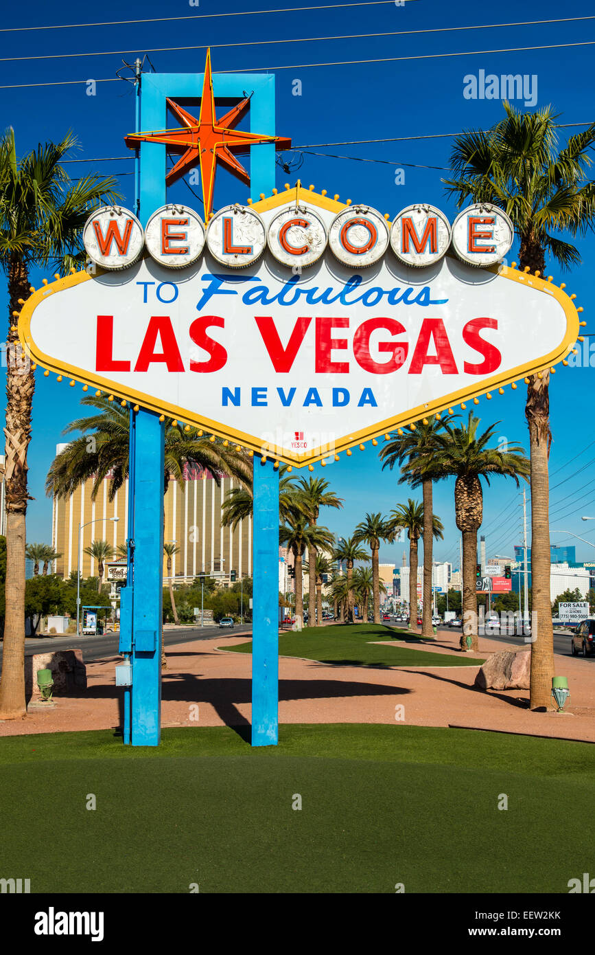 Benvenuto nella favolosa Las Vegas segno, Las Vegas, Nevada, STATI UNITI D'AMERICA Foto Stock