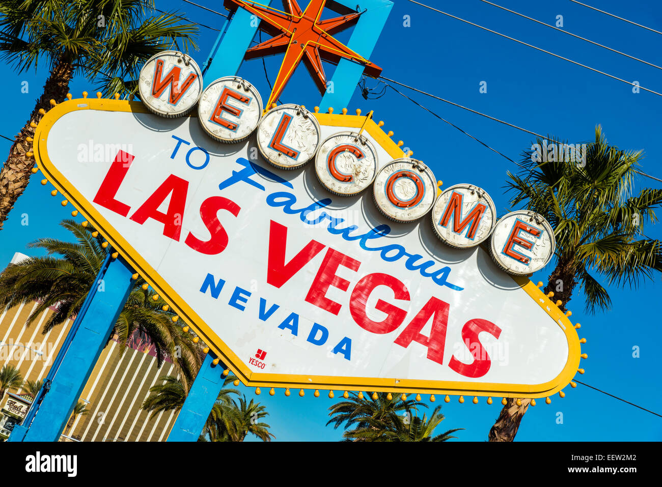 Benvenuto nella favolosa Las Vegas segno, Las Vegas, Nevada, STATI UNITI D'AMERICA Foto Stock