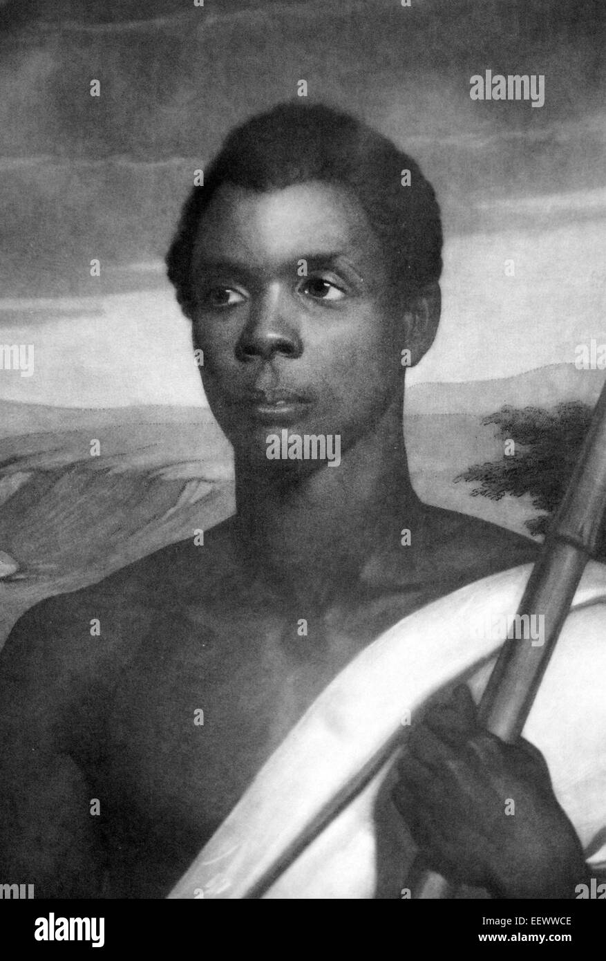 CT USA- un dettaglio di un dipinto di "Cinque", che era il capo della Amistad prigionieri, al Connecticut Historical Society. Foto Stock