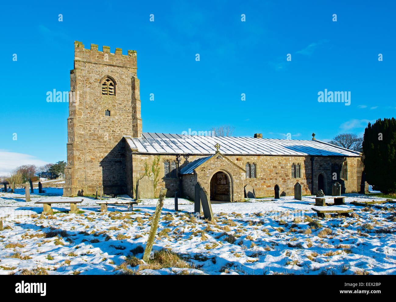 St Oswald è la Chiesa, Horton in Ribblesdale, Yorkshire Dales National Park, North Yorkshire, Inghilterra, Regno Unito Foto Stock