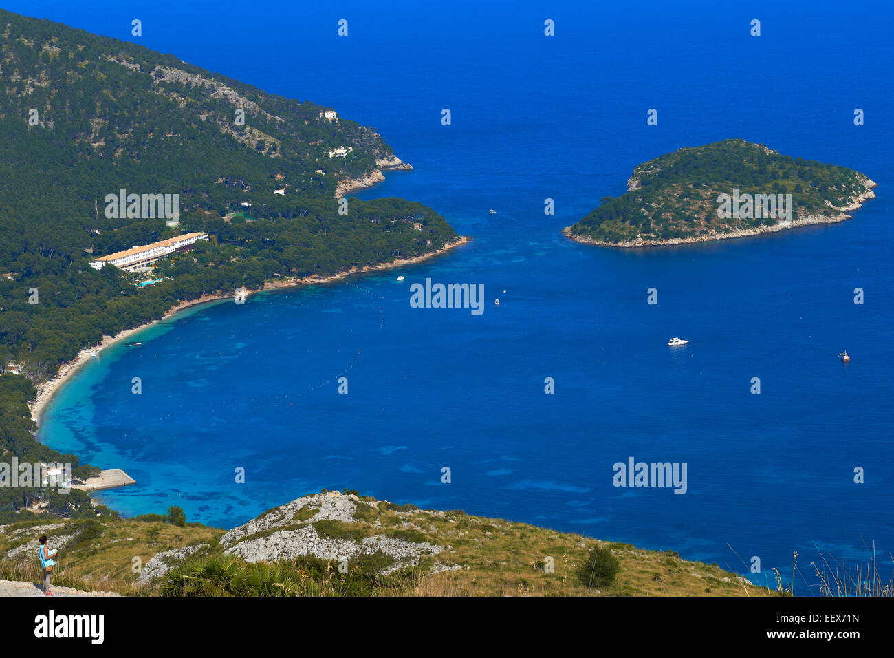 Mallorca, Cabo de Formentor, Bay, Formentor Cape, Serra de Tramuntana, Sito Patrimonio Mondiale dell'UNESCO, isola di Mallorca, Maiorca, Bal Foto Stock