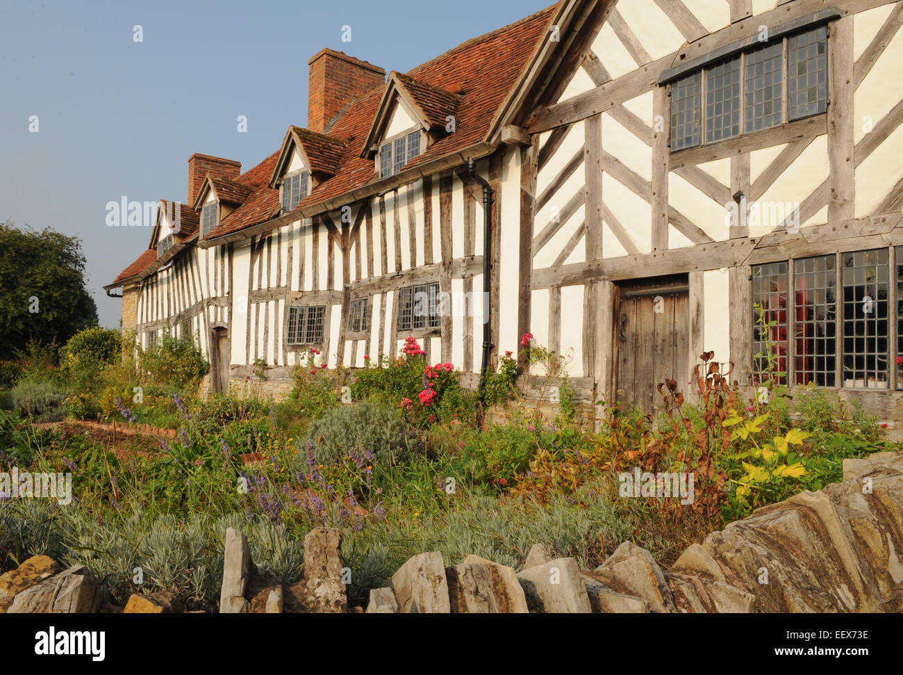 Mary Arden, la madre di William Shakespeare, agriturismo e casa in Wilmcote, vicino a Stratford upon Avon, Warwickshire, Inghilterra, Regno Unito Foto Stock