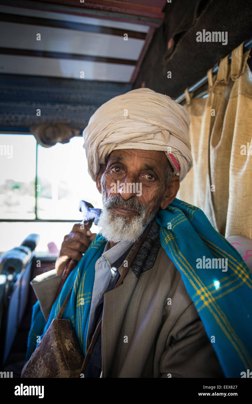 Ritratto di un uomo anziano, Simien mountain, Etiopia, Africa Foto Stock