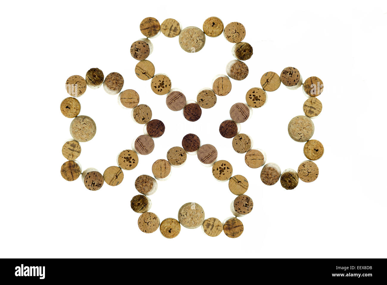 Decorazione trifoglio da tappi vino costituiscono una forma di cuore per la possibilità e il giorno di San Valentino Foto Stock