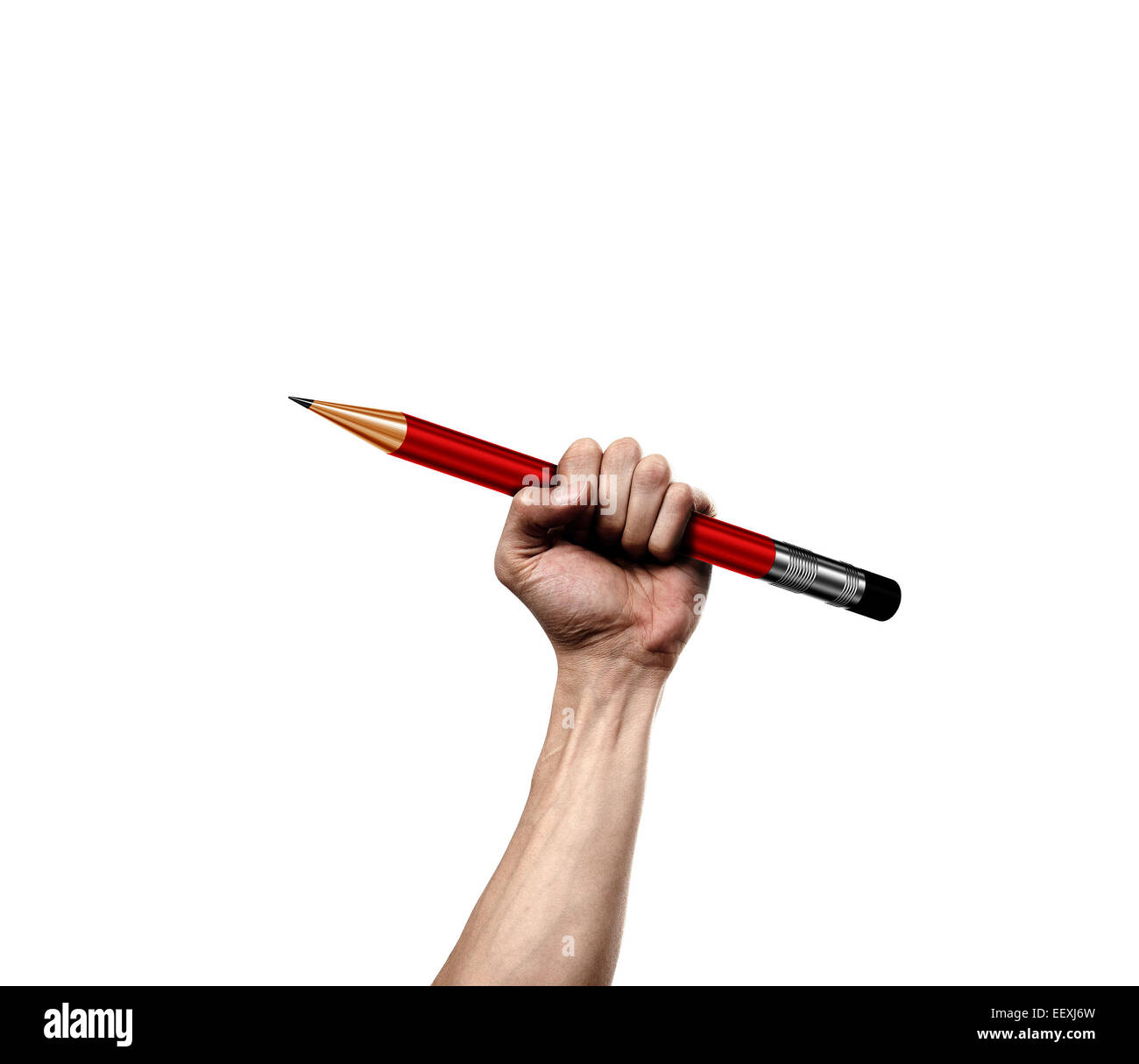 Mano con matita, come un simbolo di attacco terroristico in Francia Foto Stock
