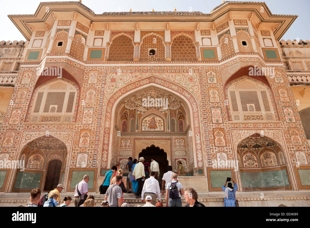 Ingresso principale Ganesh Pol, Amber Fort Jaipur, Rajasthan, India Foto Stock
