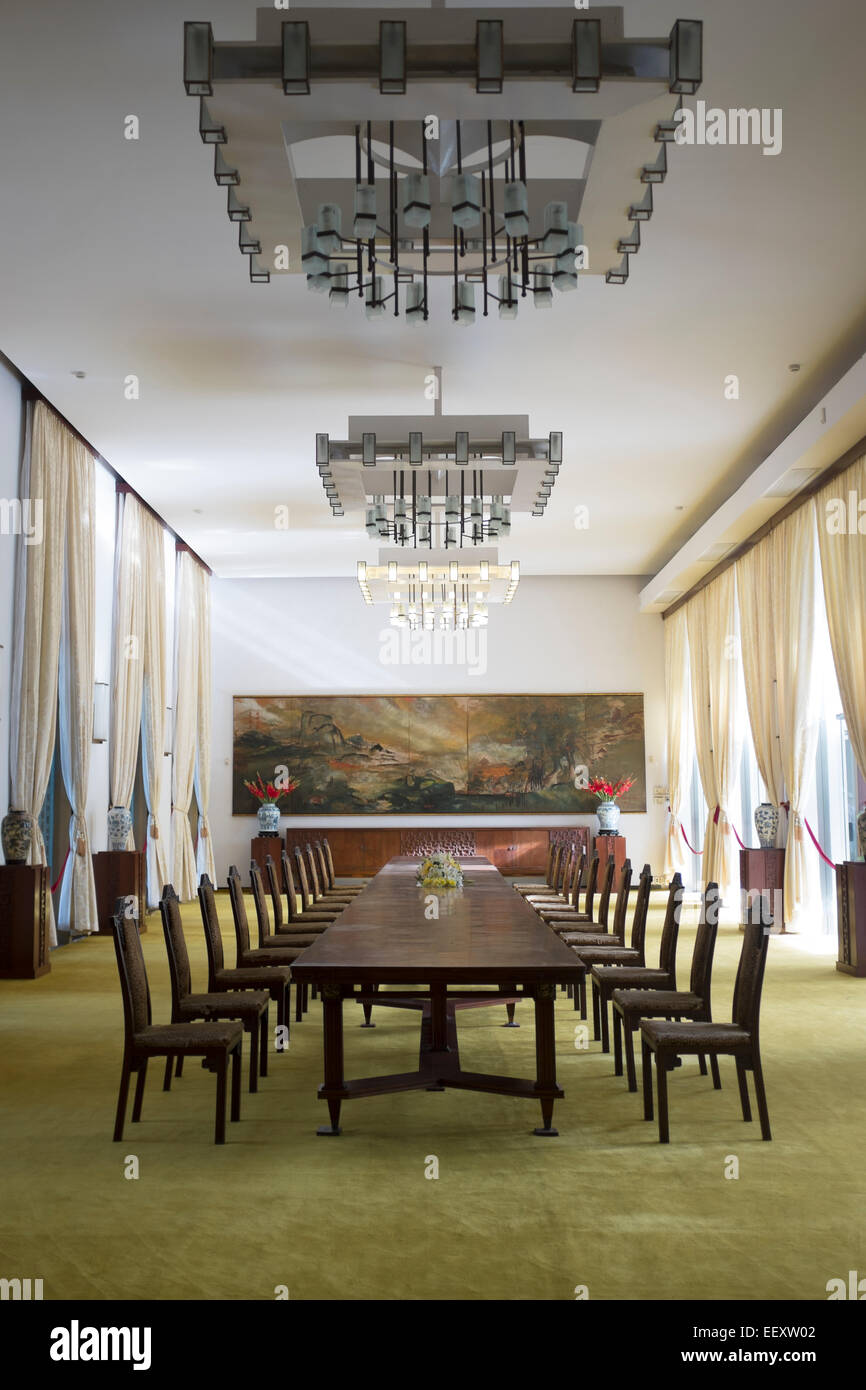Sala da pranzo Sala banchetti presso il Palazzo della Riunificazione di Ho Chi Minh City Vietnam Foto Stock