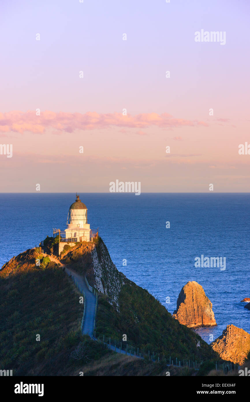 Faro di Nugget Point, Catlins, Isola del Sud, Nuova Zelanda Foto Stock