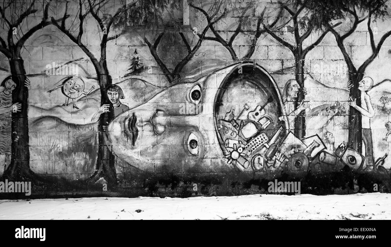 Il murale sulla strade di Burlington, Vermont Foto Stock