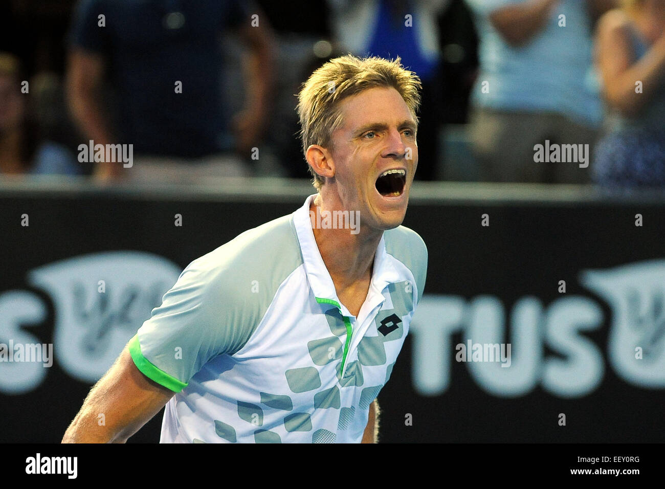 Melbourne, Australia. 23 gen 2015. Australian Open di Tennis, giorno 5 partite. Kevin Anderson (RSA) Credito: Azione Sport Plus/Alamy Live News Foto Stock