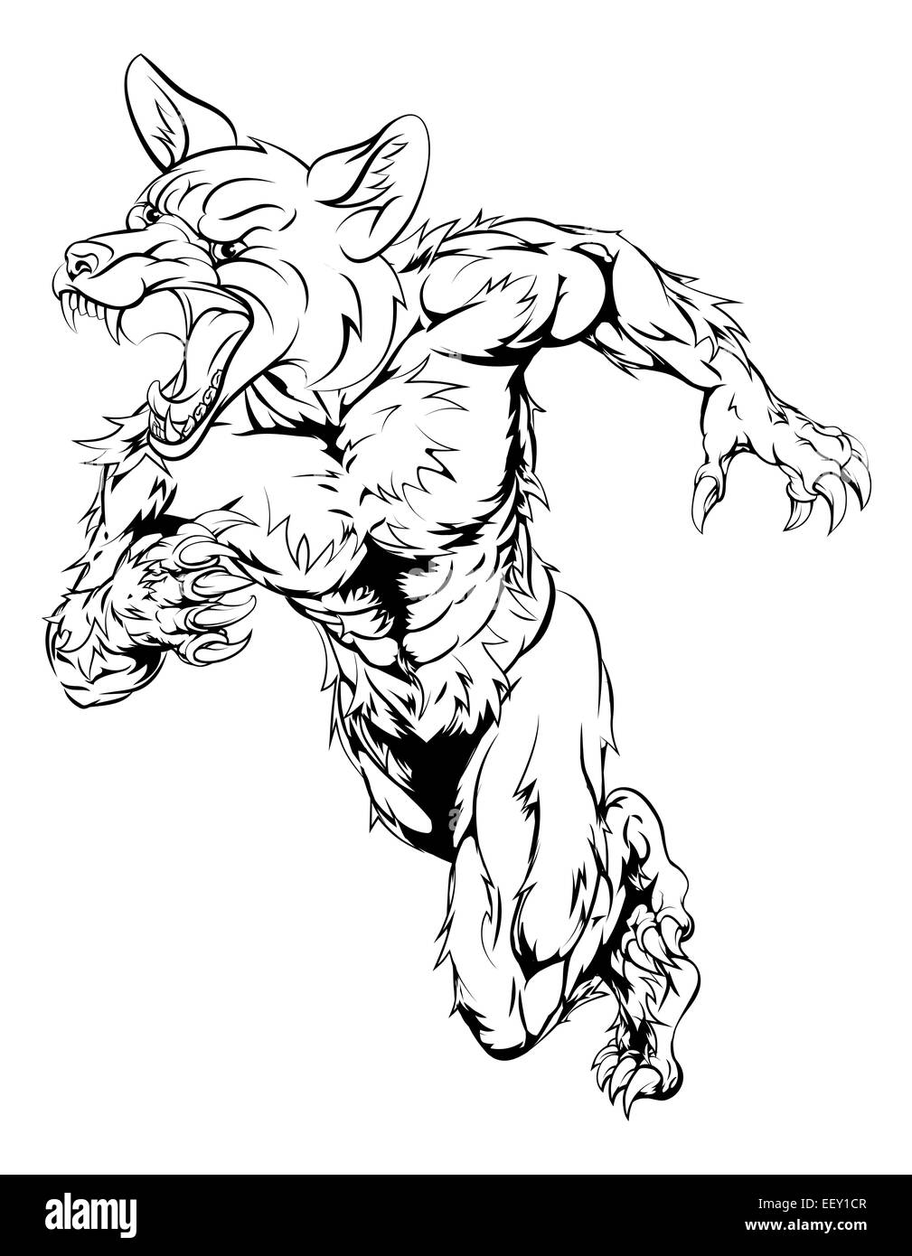 Una illustrazione di un animale di FOX sports mascotte cartoon character in esecuzione Foto Stock