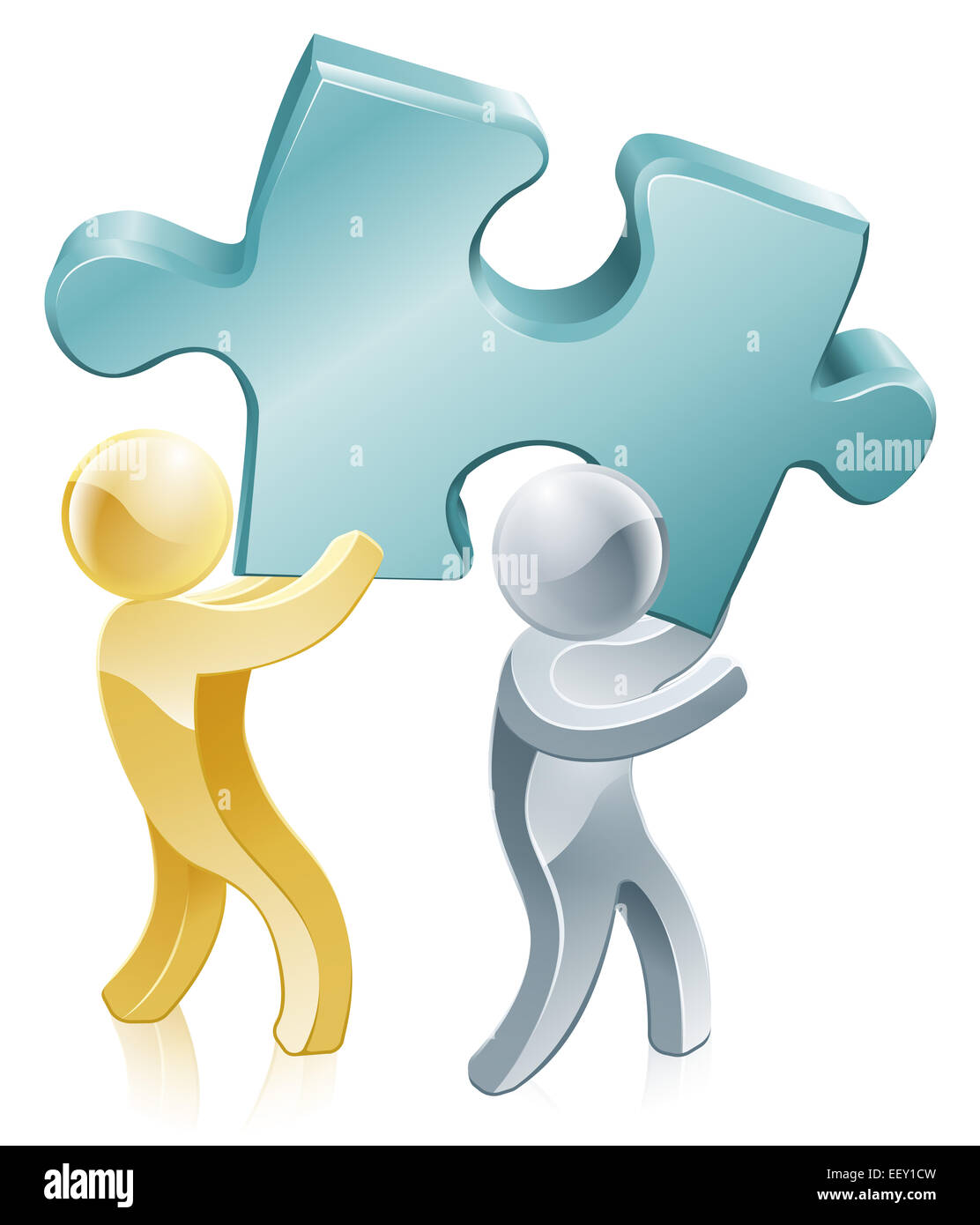 Persone che trasportano un gigantesco pezzo del puzzle, di partenariato o di lavoro di squadra la concezione di business. Foto Stock