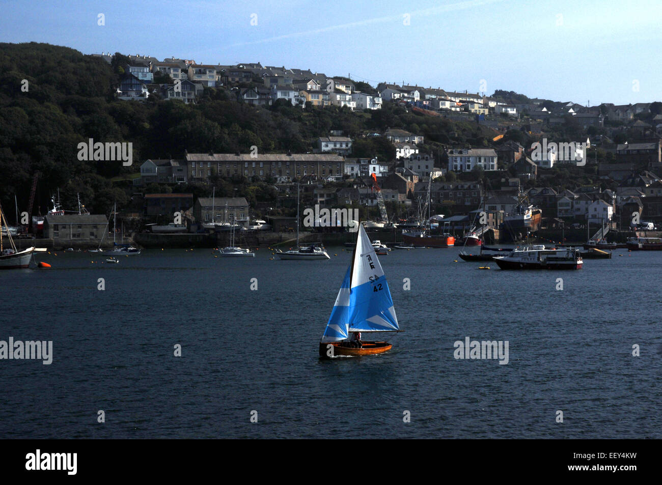 Vista attraverso la Fowey estuary dai Fowey verso Polruan, Cornwall Pic Mike Walker, Mike Walker foto Foto Stock