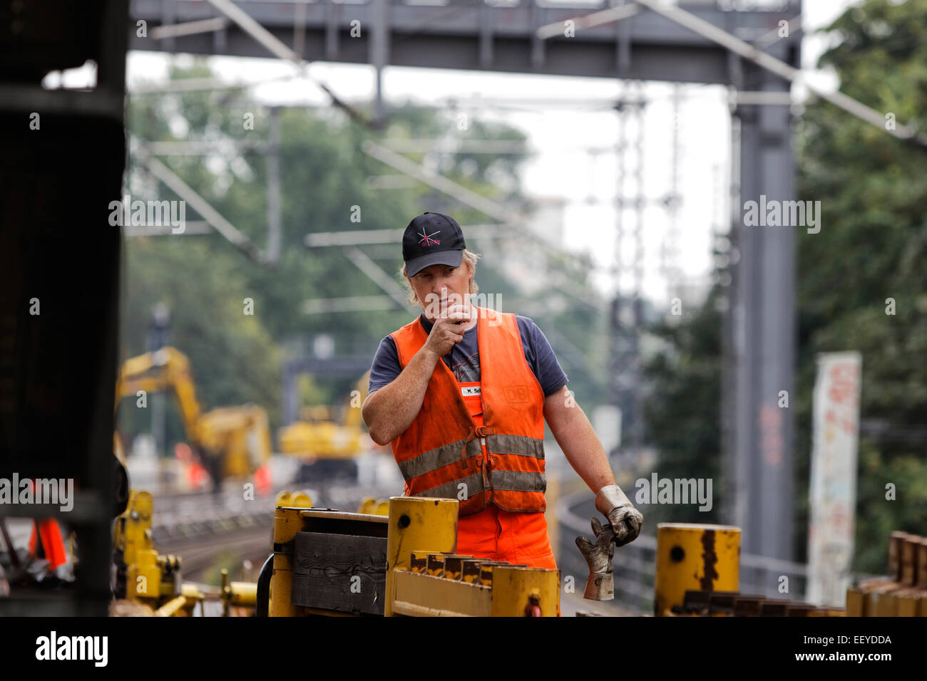 Berlino, Germania, il rinnovamento del tracciato la Stadtbahn di Berlino Foto Stock