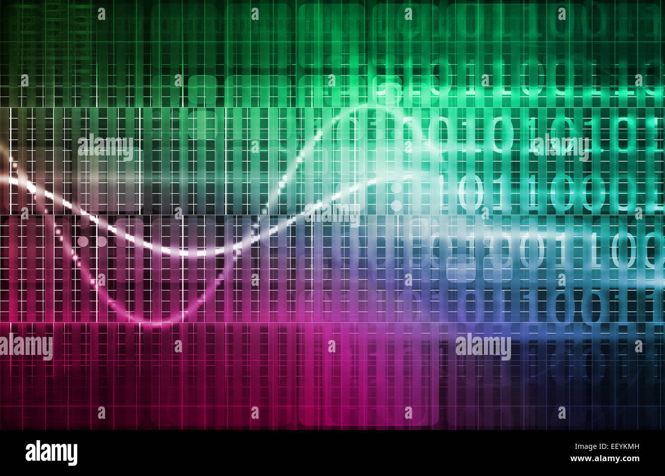 Cervello e computer con interfaccia digitale Quadri arte blocchi Foto Stock