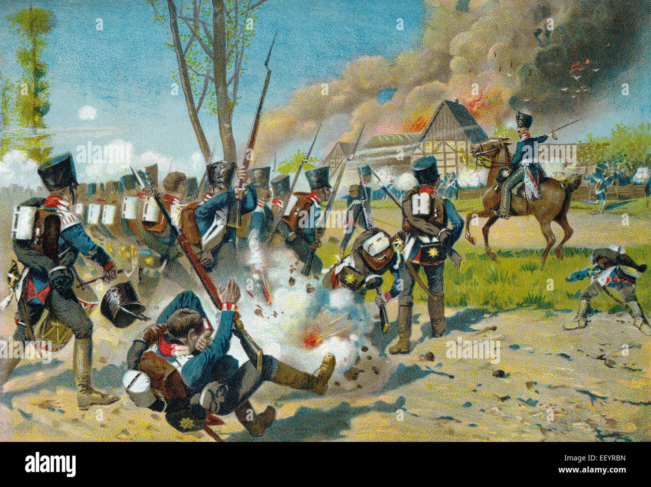 La battaglia di Luetzen o Schlacht von Großgoerschen, 2 maggio 1813 la prima battaglia della campagna tedesca Die Schlacht bei Groß Foto Stock