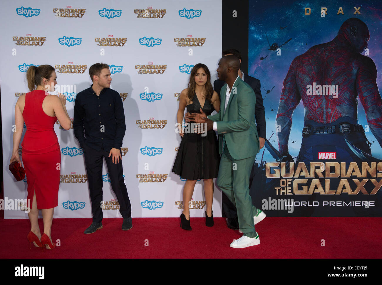 La premiere della meraviglia "guardiani della galassia' al Dolby Theatre di Hollywood - Arrivi con: Elizabeth Henstridge,Iain De Caestecker,Chloe Bennett,B.J. Britt,Brett Dalton dove: Los Angeles, California, Stati Uniti quando: 21 Lug 2014 Foto Stock