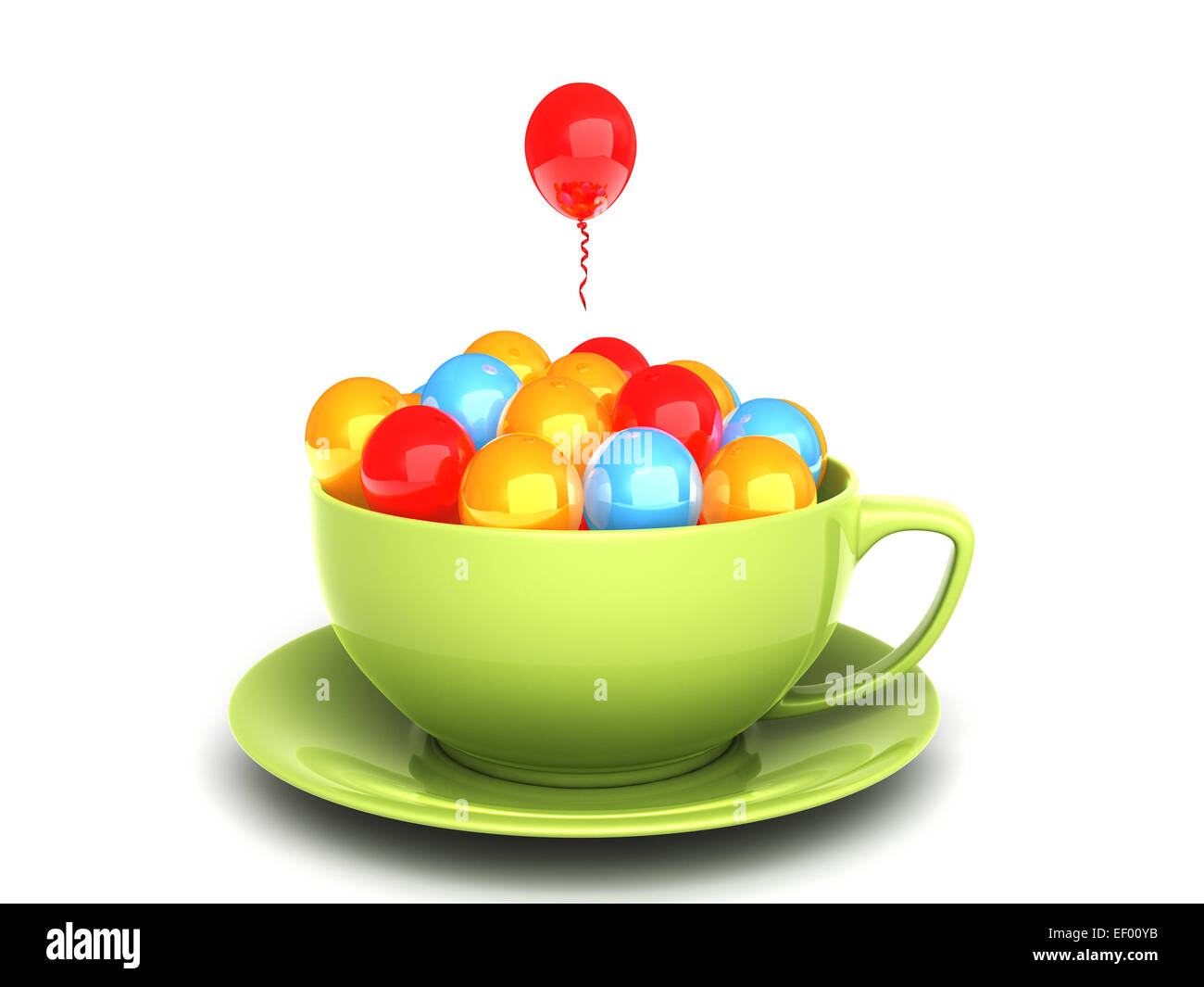 Tazza da caffè piena di palloncini Foto Stock